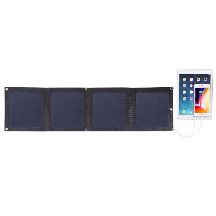 HAWEEL 14W 4-Fold ETFE Solar Panel Charger with Max 5V/2.1A Dual USB Ports, Support QC3.0 and AFC, 14W 4-Fold