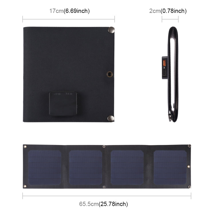 HAWEEL 14W 4-Fold ETFE Solar Panel Charger with Max 5V/2.1A Dual USB Ports, Support QC3.0 and AFC, 14W 4-Fold