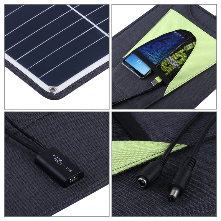 HAWEEL 2 Caricabatterie da Pannello Solare in Silicio Monocristallino da 20W, con Porta USB e Supporto e Clip Tiger, Supporto QC3.0 e AFC, Solar Power Panel Charger