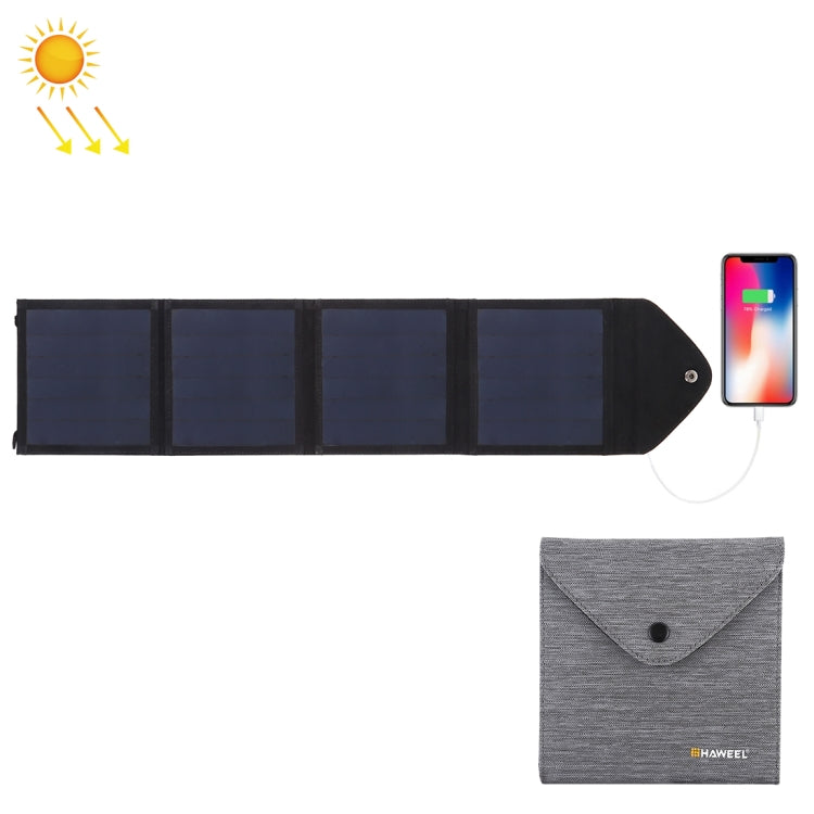 HAWEEL 14W Ultrathin Foldable Solar Panel Charger with 5V/2.2A USB Port, Support QC3.0 and AFC, Ultrathin 14W 4-Fold