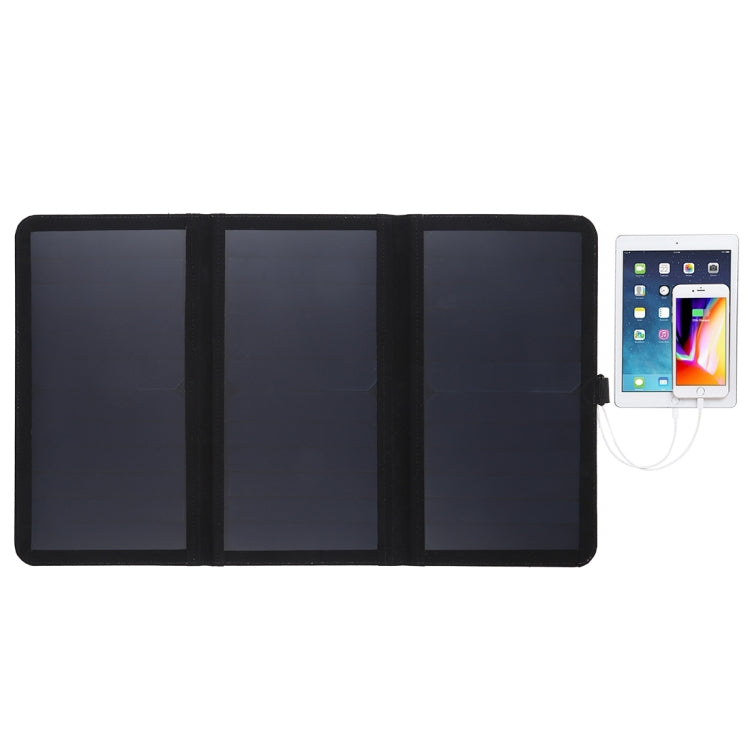 HAWEEL Caricabatterie da pannello solare ultrasottile pieghevole in 3 parti da 21 W 5 V / 3 A con doppie porte USB, supporto QC3.0 e AFC, Ultrathin 21W