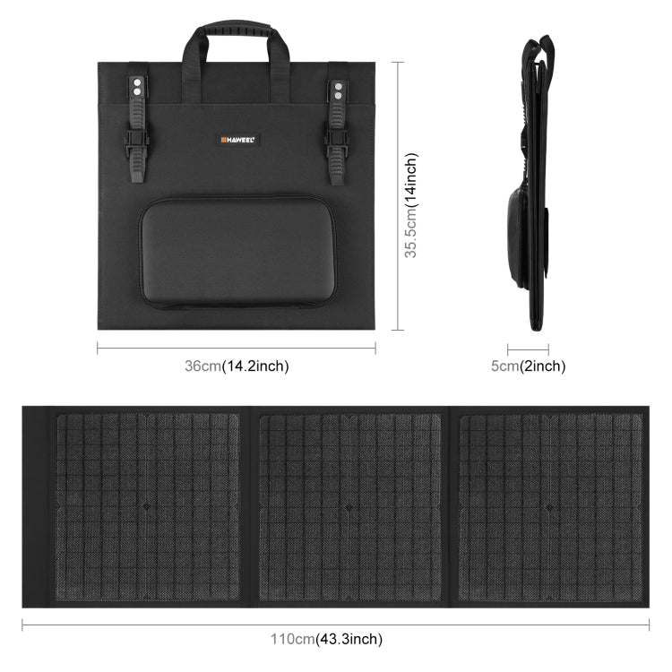 HAWEEL 60W Foldable Solar Panel Charger Travel Foldable Bag, 60W