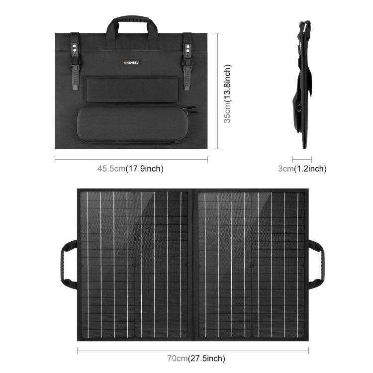 HAWEEL 50W Foldable Solar Panel Charger Travel Foldable Bag, 50W