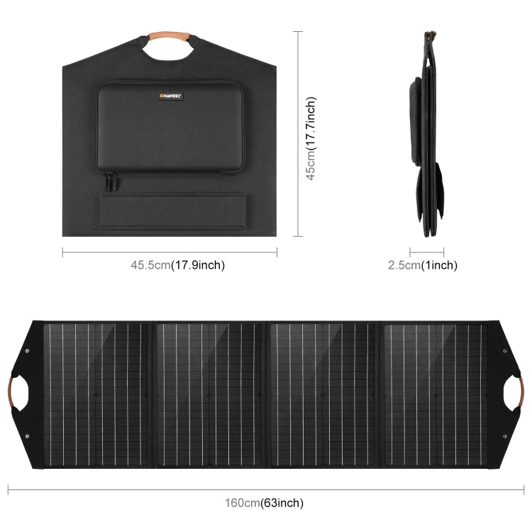 HAWEEL 100W Foldable Solar Panel Charger Travel Foldable Bag, 100W