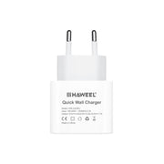 Caricabatterie da viaggio QC con interfaccia singola USB-C/Type-C HAWEEL PD 20W, supporto protocollo QC completo, presa EU, QC Charger EU Plug