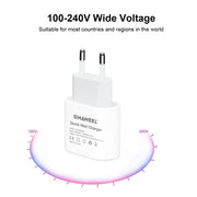 Caricabatterie da viaggio QC con interfaccia singola USB-C/Type-C HAWEEL PD 20W, supporto protocollo QC completo, presa EU, QC Charger EU Plug