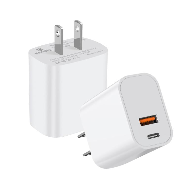 Adattatore caricabatterie rapido a doppia porta HAWEEL da 20 W, spina USA, Dual-Port Charger US Plug