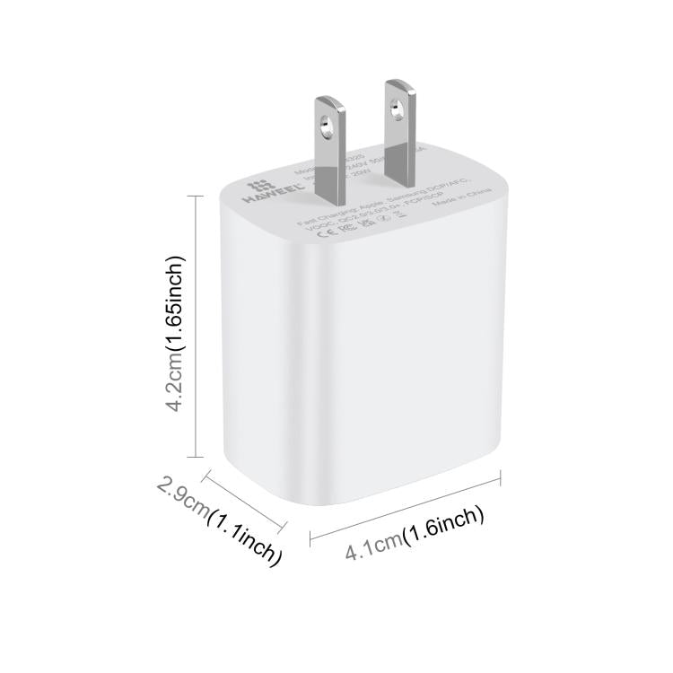 Adattatore caricabatterie rapido a doppia porta HAWEEL da 20 W, spina USA, Dual-Port Charger US Plug