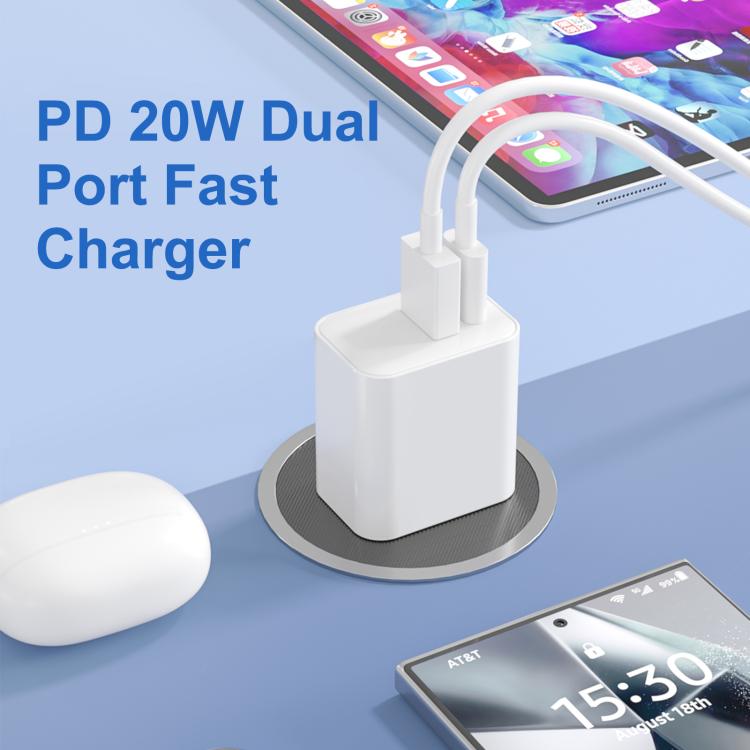 Adattatore caricabatterie rapido a doppia porta HAWEEL da 20 W, spina USA, Dual-Port Charger US Plug