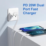 Adattatore caricabatterie rapido a doppia porta HAWEEL da 20 W, spina europea, Dual-Port Charger EU Plug
