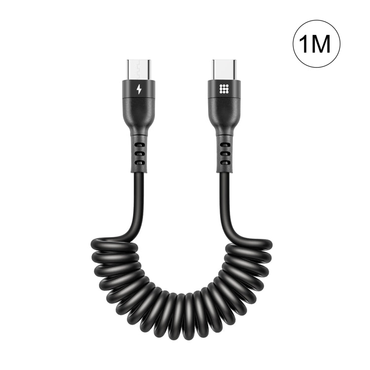 HAWEEL Cavo di ricarica rapida PD a spirale retrattile da USB-C / Type-C a USB-C / Type-C da 1 m 5 A, 1m 5A Type-C