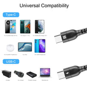 HAWEEL Cavo di ricarica rapida PD a spirale retrattile da USB-C / Type-C a USB-C / Type-C da 1 m 5 A, 1m 5A Type-C