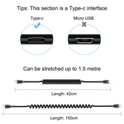 HAWEEL Cavo di ricarica rapida PD a spirale retrattile da USB-C / Type-C a USB-C / Type-C da 1,5 m 5 A, 1.5m 5A Type-C