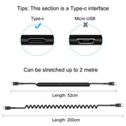 HAWEEL Cavo di ricarica rapida PD a spirale retrattile da USB-C / Type-C a USB-C / Type-C da 2 m 5 A, 2m 5A Type-C