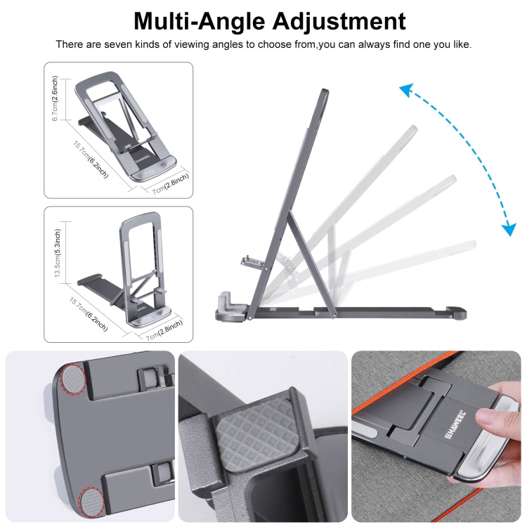 HAWEEL Supporto da tavolo pieghevole in lega di alluminio per trasmissione in diretta regolabile e sollevabile, Aluminum Alloy