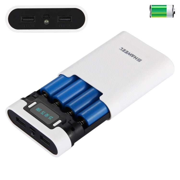 HAWEEL DIY 4 x 18650 Batteria (non inclusa) 10000mAh Power Bank Shell Box con 2 uscite USB e display per iPhone, Galaxy, Sony, HTC, Google, Huawei, Xiaomi, Lenovo e altri smartphone, DIY 4 x 18650 10000mAh  Battery (US), DIY 4x 18650 Batteries 10000mAh