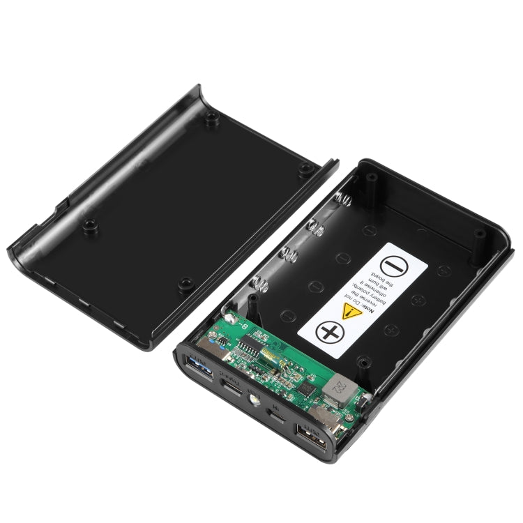 HAWEEL DIY 4x 18650 Batteria (Non Inclusa) Caricatore QC a doppia via da 12000mAh Power Bank Shell Box con 2x Uscite e Display USB, Supporto QC 2.0 / QC 3.0 / FCP / SFCP / AFC / MTK / BC 1.2 / PD, DIY 4x 18650 Batteries 12000mAh