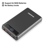 Custodia power bank 6 x 18650 con ricarica rapida 24W