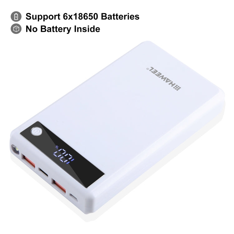 Custodia power bank 6 x 18650 con ricarica rapida 24W