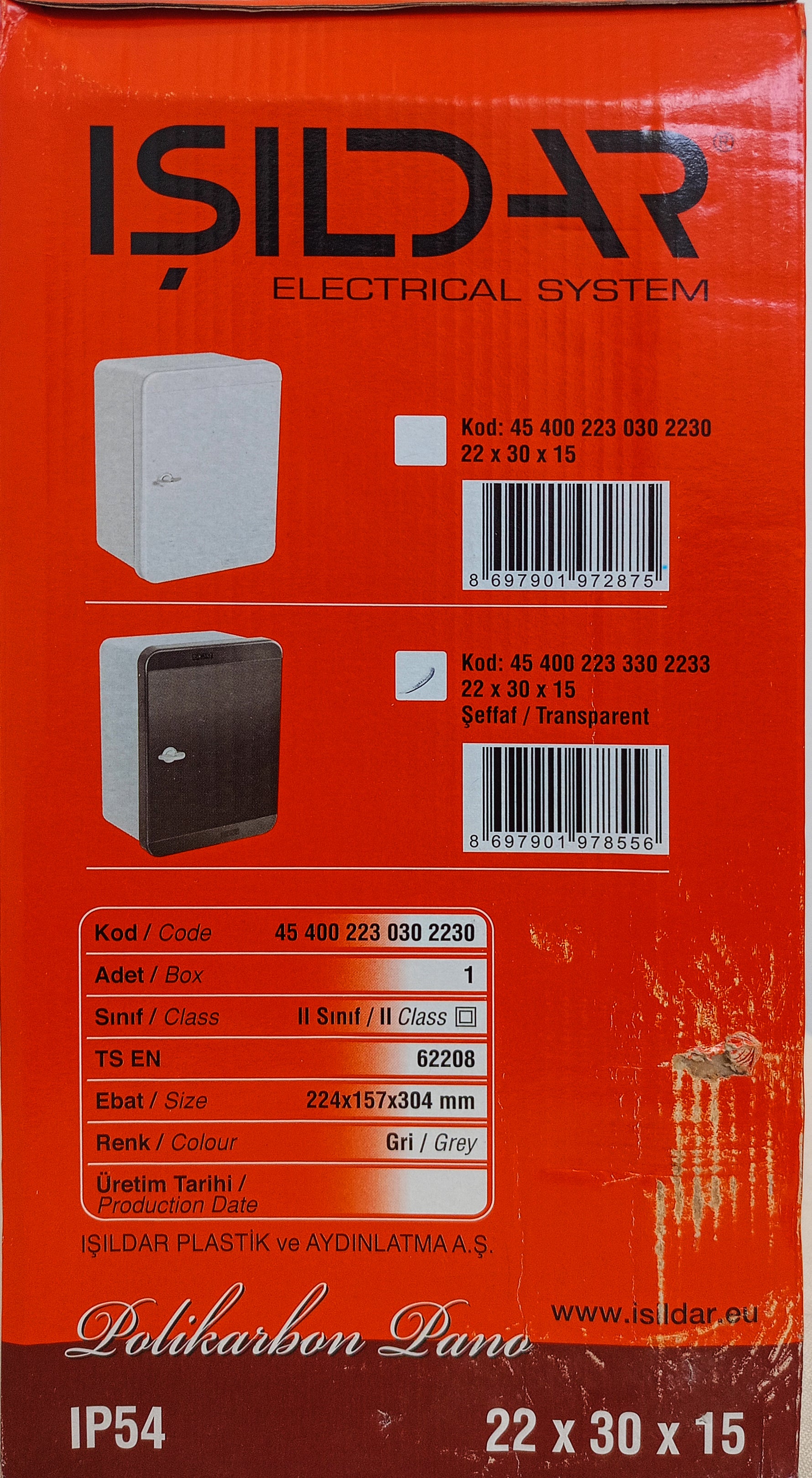 Scatola di distribuzione da parete con porta trasparente 30x22x15 Vito 8697901978556 ISI-454002233302233 EL386