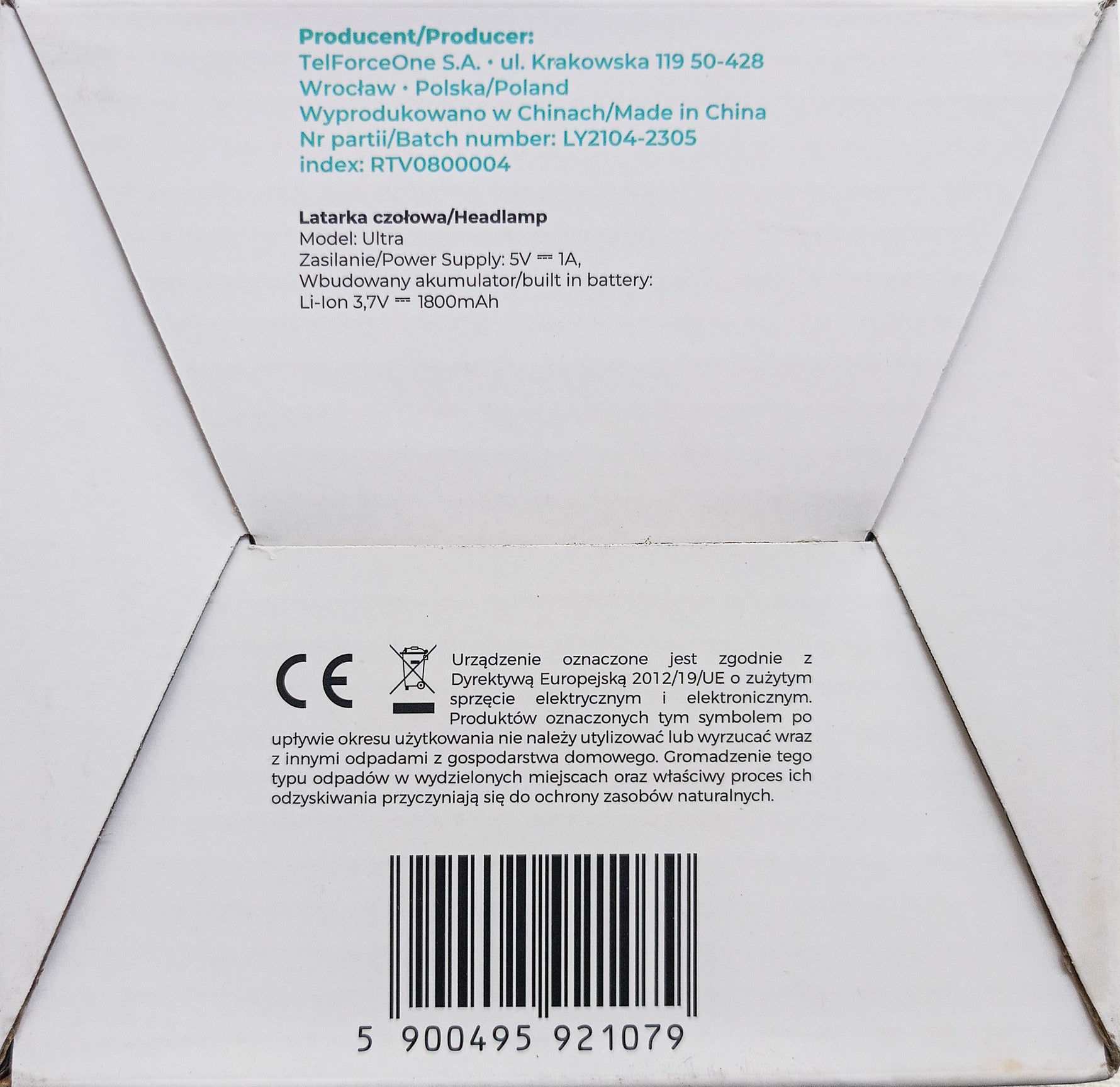Lampada frontale Ultra 2x 10W/2x  3W 500 lm e 2x batterie 18650 1800mAh Li-Ion E5075 RTV0800004 5900495921079