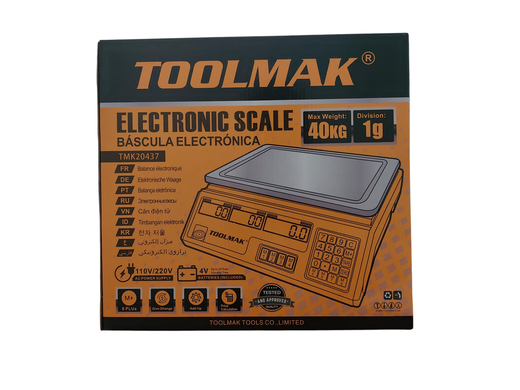 Bilancia elettronica con funzione prezzo 40 kg 6901080204378 TMK20437 TL7925
