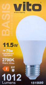 Lampadina LED E27 11.5W 2700k luce calda 1012lm 6970233839781 1515680 EL039