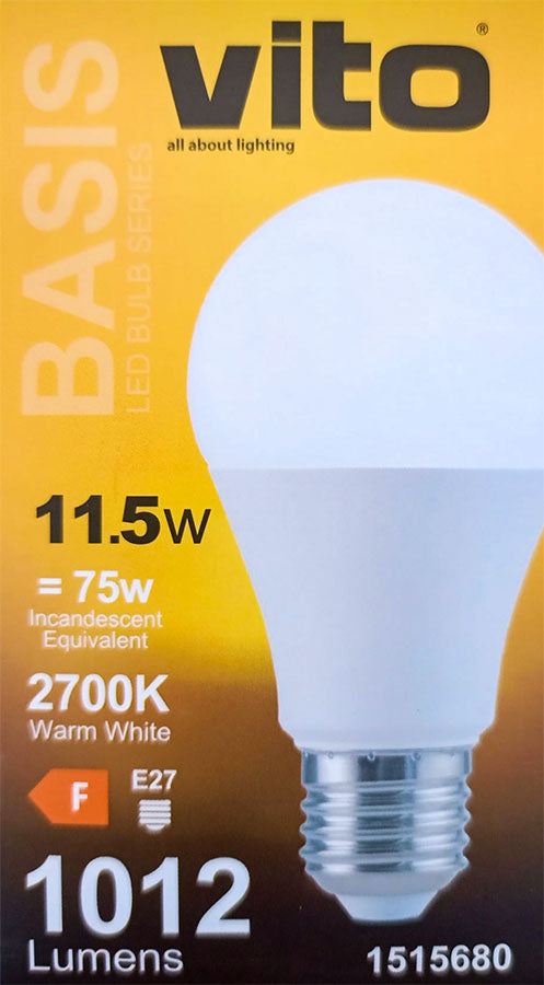 Lampadina LED E27 11.5W 2700k luce calda 1012lm 6970233839781 1515680 EL039