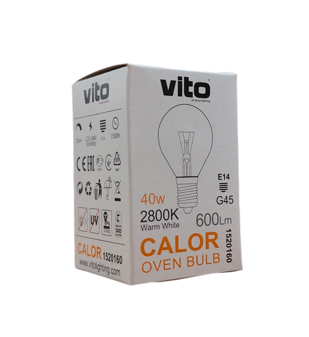 Lampadina per forno 40W G45 E14 2800K luce calda 6977231356005 Vito Calor 1520160 EL583