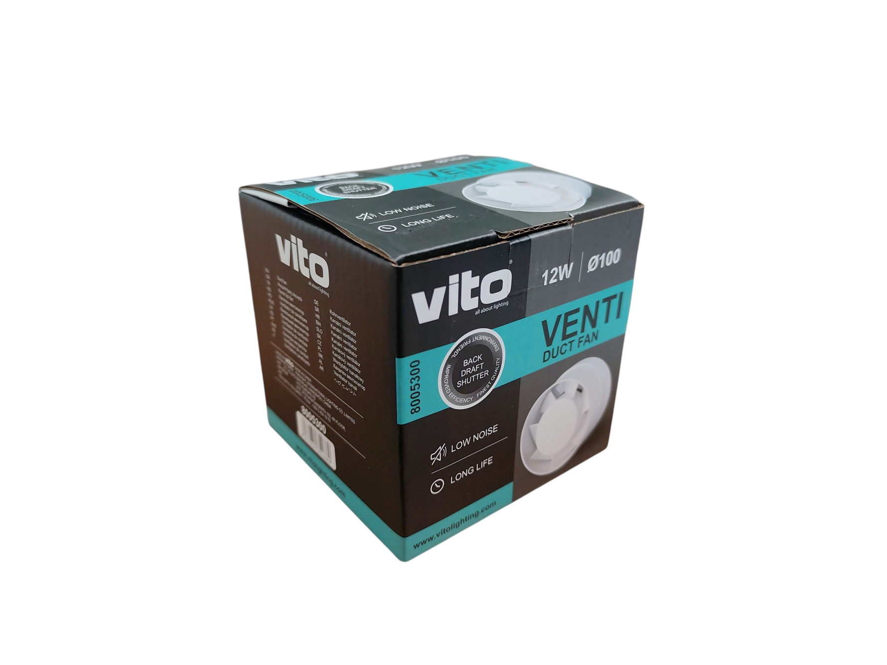 Aspiratore elicoidale da condotto 100 mm 12W con serranda 6977231354880 Vito Venti-P100 8005300 EL919