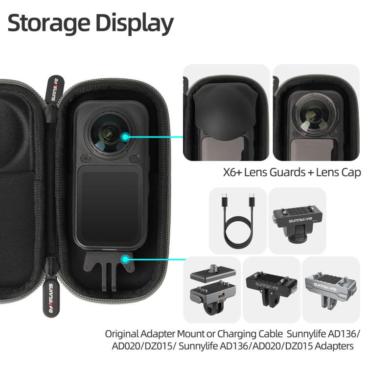 Custodia portatile Sunnylife per Insta360 X6, mini borsa protettiva per il corpo., Mini Body Bag