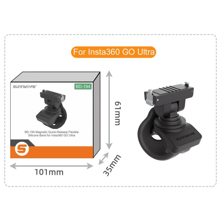 Per Insta360 GO Ultra Sunnylife Supporto flessibile magnetico a sgancio rapido Serie 360 Cinghia avvolgibile Supporto per tubo bici Clip, For Insta360 GO Ultra