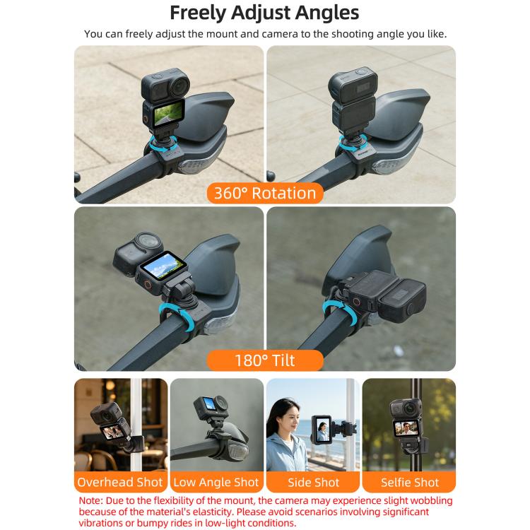 Sunnylife Supporto flessibile magnetico a sgancio rapido Serie 360 Cinghia di fissaggio Supporto per tubo bici Clip per Insta360 X4 Air / X5 / Ace / Ace Pro 2 / 1, For Insta360 X4 Air / X5 / Ace / Ace Pro 2 / 1