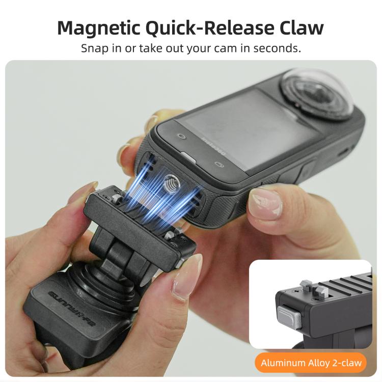 Sunnylife Supporto flessibile magnetico a sgancio rapido Serie 360 Cinghia di fissaggio Supporto per tubo bici Clip per Insta360 X4 Air / X5 / Ace / Ace Pro 2 / 1, For Insta360 X4 Air / X5 / Ace / Ace Pro 2 / 1