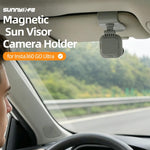 Supporto magnetico per aletta parasole auto Sunnylife per Insta360 GO Ultra, supporto per action camera con rotazione a 360° e inclinazione a 180°.