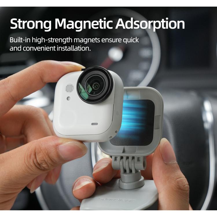 Supporto magnetico per aletta parasole auto Sunnylife per Insta360 GO Ultra, supporto per action camera con rotazione a 360° e inclinazione a 180°.