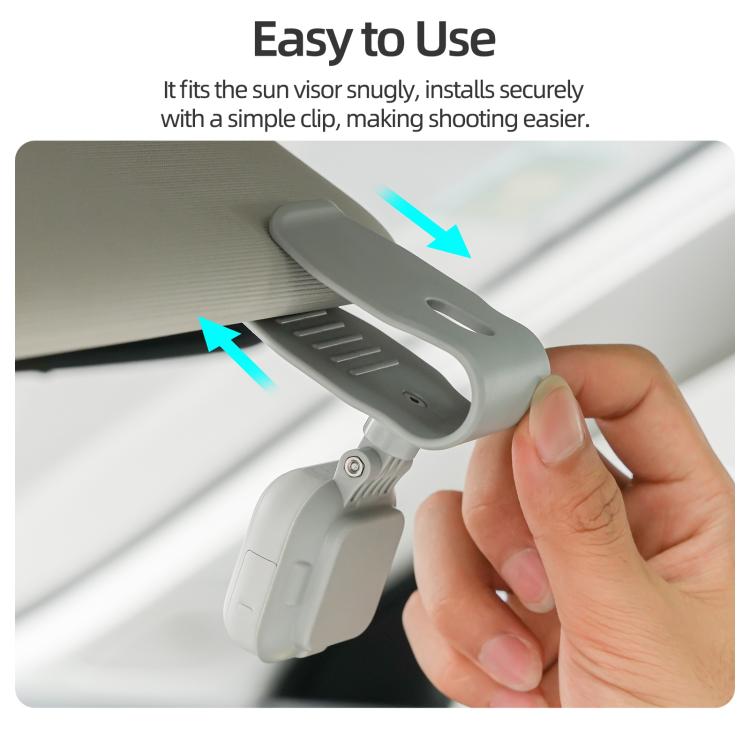 Supporto magnetico per aletta parasole auto Sunnylife per Insta360 GO Ultra, supporto per action camera con rotazione a 360° e inclinazione a 180°.