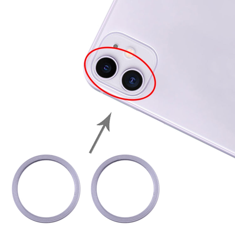 2pcs Rear Camera Glass Lens Metal Protective Ring for iPhone 11, For iPhone 11