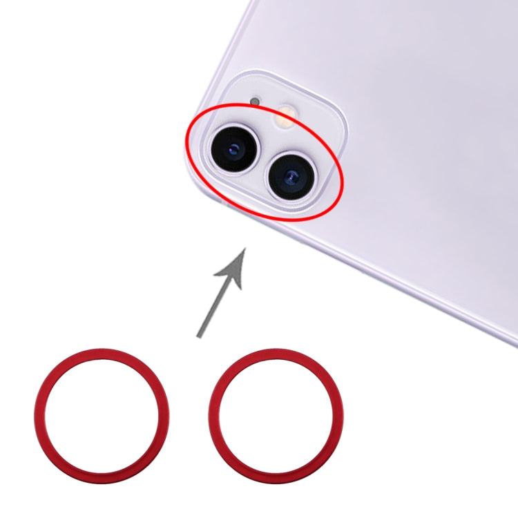 2pcs Rear Camera Glass Lens Metal Protective Ring for iPhone 11, For iPhone 11