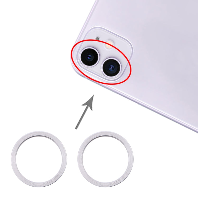 2pcs Rear Camera Glass Lens Metal Protective Ring for iPhone 11, For iPhone 11