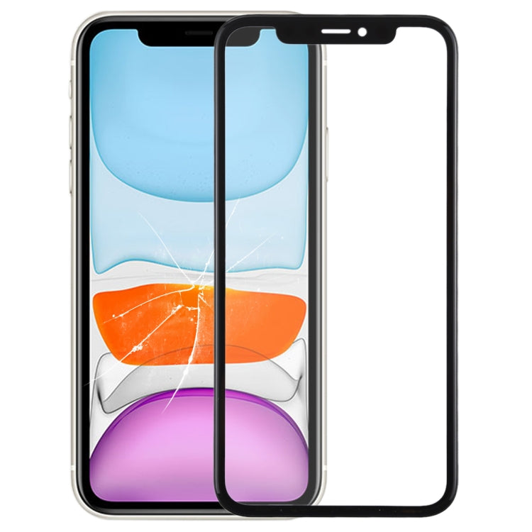 Lente vetro anteriore con cornice e adesivo OCA per iPhone 11