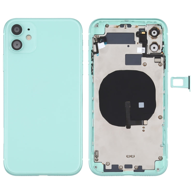 Battery Back Cover (with side buttons, card tray, power flex cable, volume rocker and wireless charging module) for iPhone 11, For iPhone 11