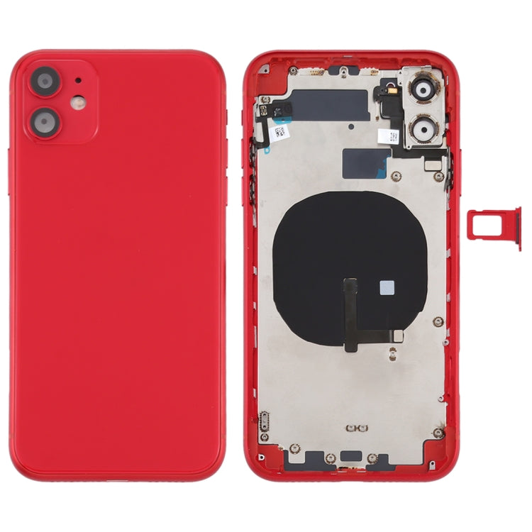 Battery Back Cover (with side buttons, card tray, power flex cable, volume rocker and wireless charging module) for iPhone 11, For iPhone 11