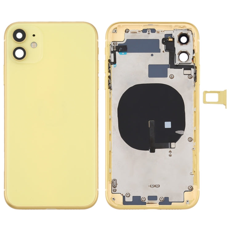 Battery Back Cover (with side buttons, card tray, power flex cable, volume rocker and wireless charging module) for iPhone 11, For iPhone 11