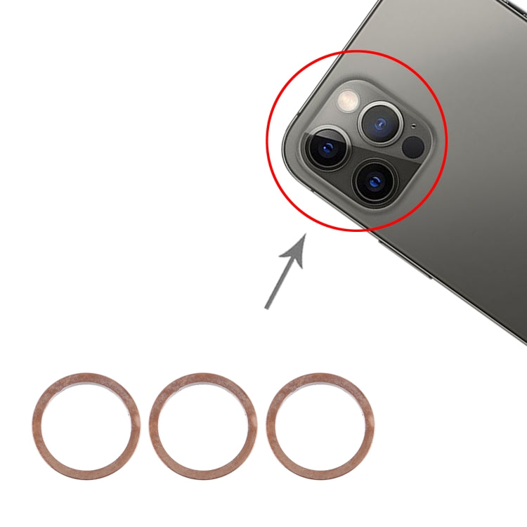 Anello di protezione in metallo con obiettivo in vetro per fotocamera posteriore da 3 pezzi per iPhone 12 Pro, For iPhone 12 Pro