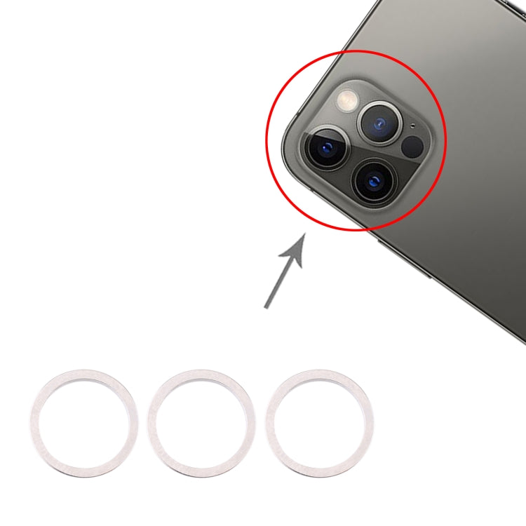 Anello di protezione in metallo con obiettivo in vetro per fotocamera posteriore da 3 pezzi per iPhone 12 Pro, For iPhone 12 Pro