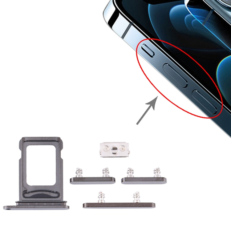 SIM Card Tray + SIM Card Tray + Side Buttons for iPhone 12 Pro, For iPhone 12 Pro (double card)