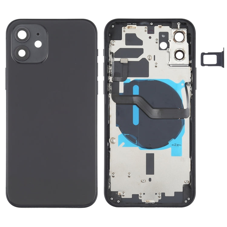 Battery Back Cover (with side buttons, card tray, power flex cable, volume rocker and wireless charging module) for iPhone 12, For iPhone 12