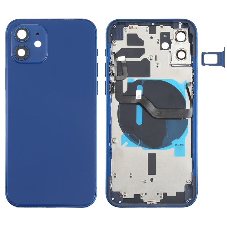 Battery Back Cover (with side buttons, card tray, power flex cable, volume rocker and wireless charging module) for iPhone 12, For iPhone 12