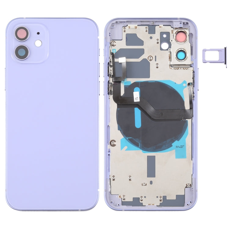 Battery Back Cover (with side buttons, card tray, power flex cable, volume rocker and wireless charging module) for iPhone 12, For iPhone 12